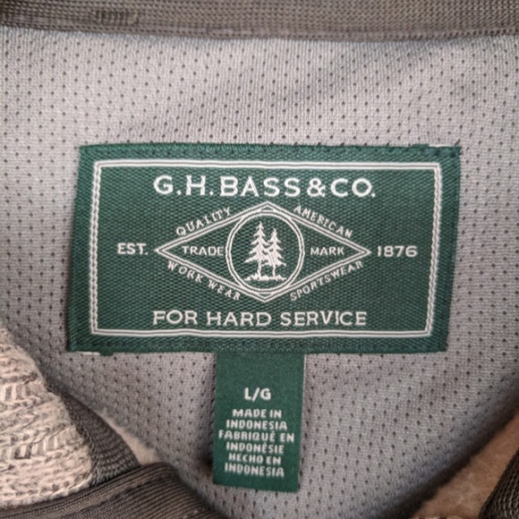 Mens Button Up Pullover Tan & Green Large - Picture 2 of 2